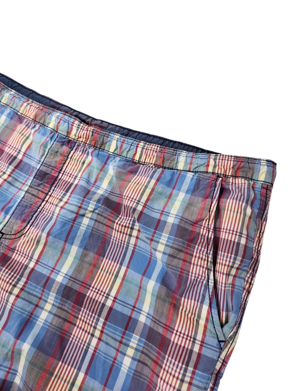 U.S. Polo Assn Men’s Plaid Pull On Drawstring Shorts 2XL Blue Red Cotton Preppy - Picture 3 of 12